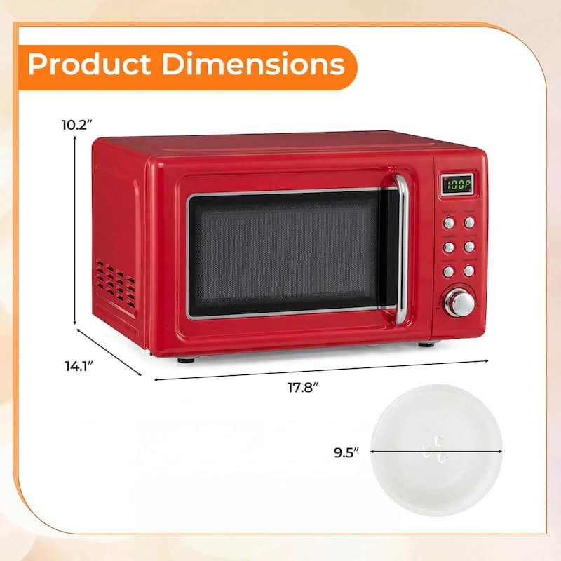 Costway 0.7Cu.ft Retro Countertop Microwave Oven 700W LED Display - See details