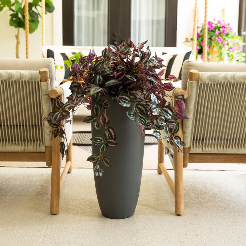 24-in UV Resistant Artificial Wandering Jew Hanging Plant - Set of 3