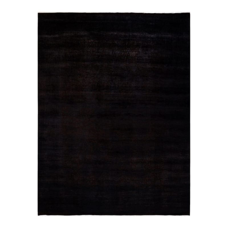 Overton Hand Knotted Wool Vintage Inspired Modern Contemporary Overdyed Black Area Rug - 10' 2" x 13' 7"
