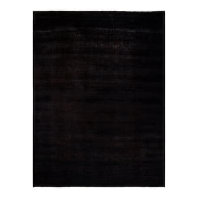 Overton Hand Knotted Wool Vintage Inspired Modern Contemporary Overdyed Black Area Rug - 10' 2" x 13' 7"