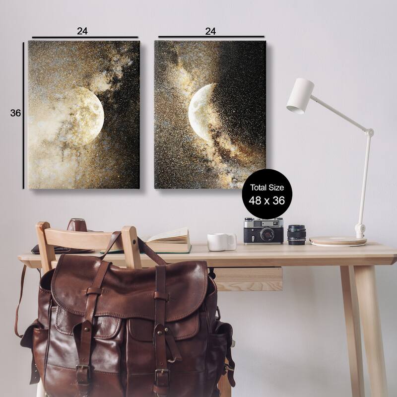 Stupell Moons with Starry Nebulas Canvas Wall Art Design By Gemma Bardot (Set of 2)
