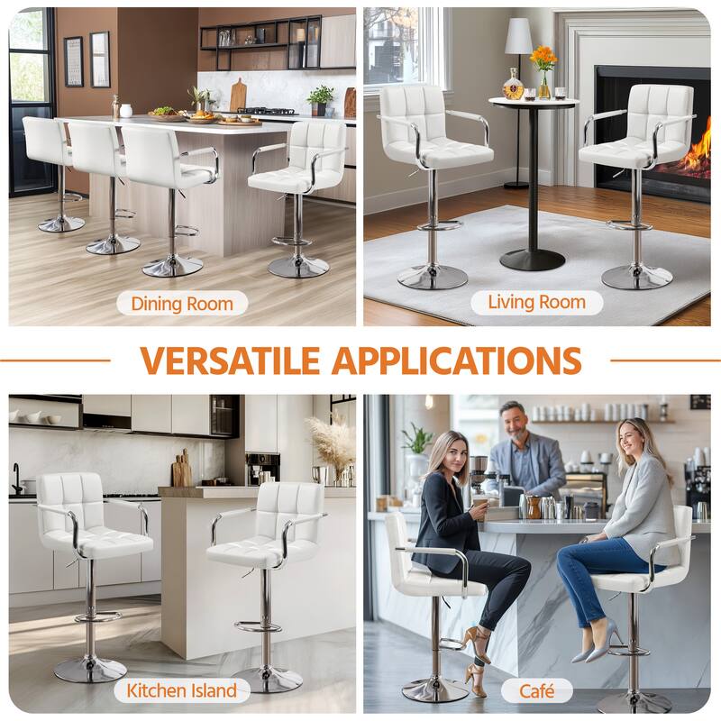 Yaheetech Bar Stools with 360-Degree Swivel and Adjustable Height- Set of 2