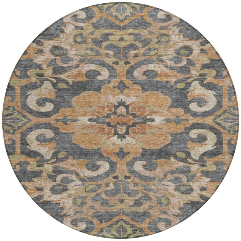 HomeRoots Damask Traditional Rectangle Outdoor Rug