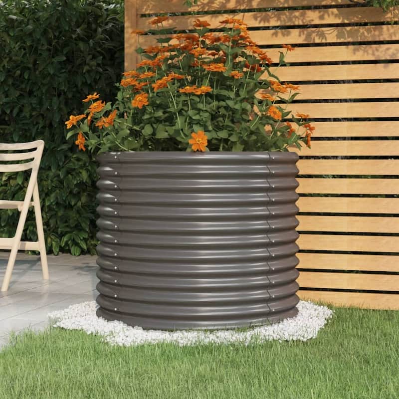 vidaXL Garden Planter Powder-coated Steel Raised Garden Bed Multi Colors/Sizes - 31.5" x 26.8" - Gray