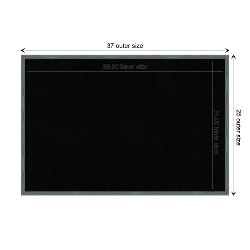 Dixie Blue Grey Rustic Narrow Wood Framed Black Corkboard Bulletin Board - Board Size 36x24