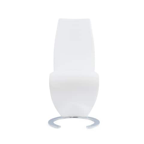 Modern White Polyurethane Leather Dining Chair