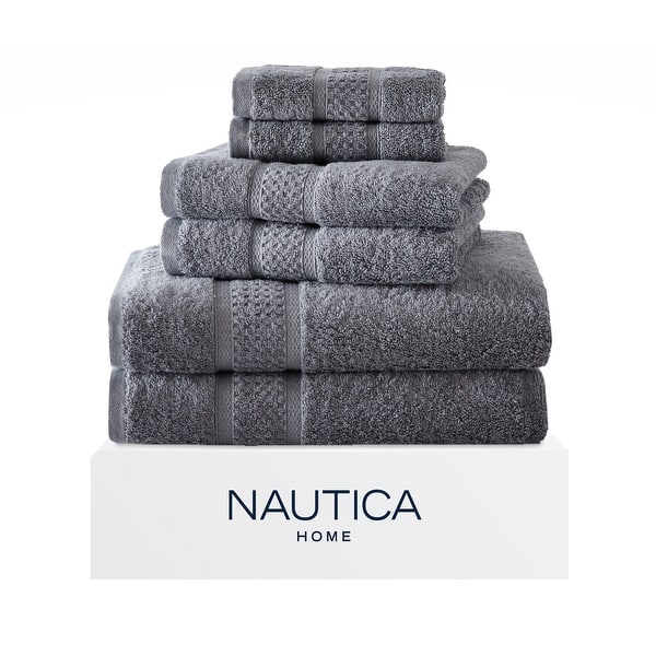 Nautica Oceane Solid Wellness Towel Collection - 6 Piece Multi - Grey