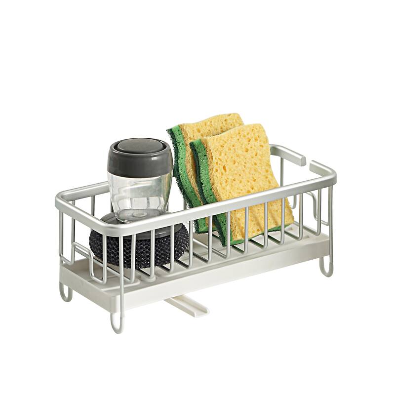 Dish Wand, Sponge, Soap Dispenser, Utensil Organizer Caddy - Silver