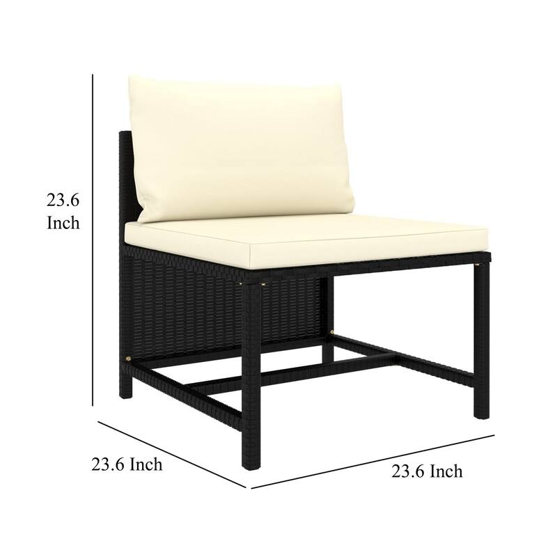 Avio 7pc Outdoor Modular Sofa Set, Square Shape, Poly Rattan, Black