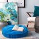 The Curated Nomad Atlanta Deep Button Tufted Velvet Floor Pillow - 30" x 30" Square - Bright Blue
