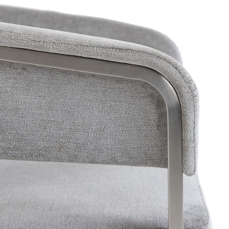 Modrest Sebastian Modern Grey Fabric & Stainless Steel Counter Chair