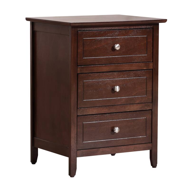 3-Drawer Cappucino Finish Wood Nightstand - 25" - Brown