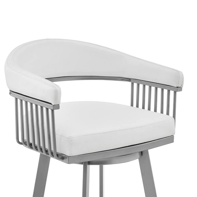 Bronson Faux Leather Upholstered Metal Swivel Bar or Counter Stool
