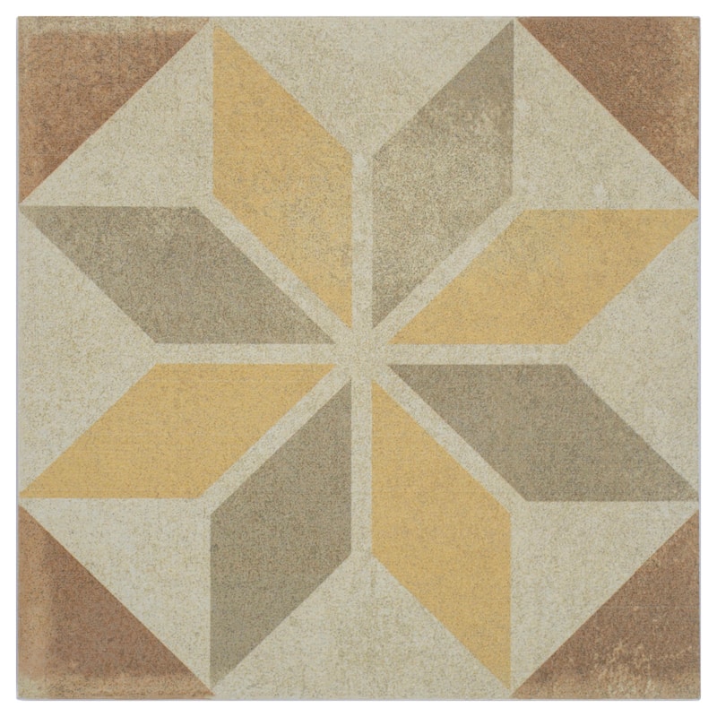 Cruz Bay Studio MKT61123 Seville - 8" x 8" Encaustic Floor and Wall - Sepia Matte