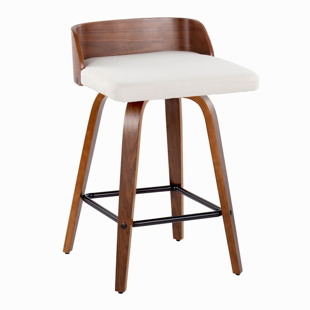 Carson Carrington Marstrand 26" Fixed-Height Counter Stool with Bent Wood Legs & Square Footrest (Set of 2)