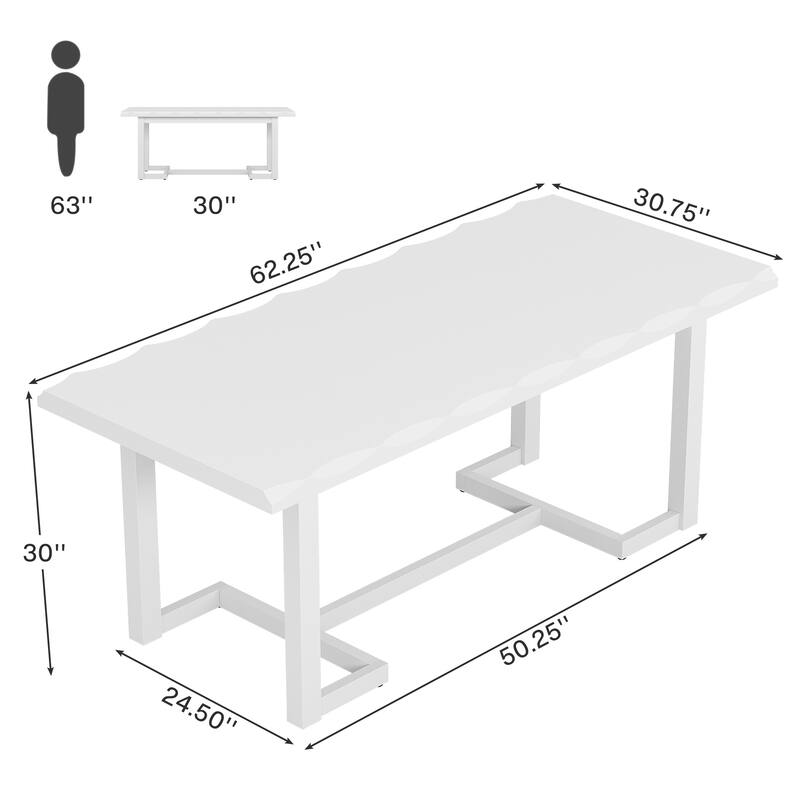 62-inch Rectangular Wood Dining Table for Kitchen Restaurant