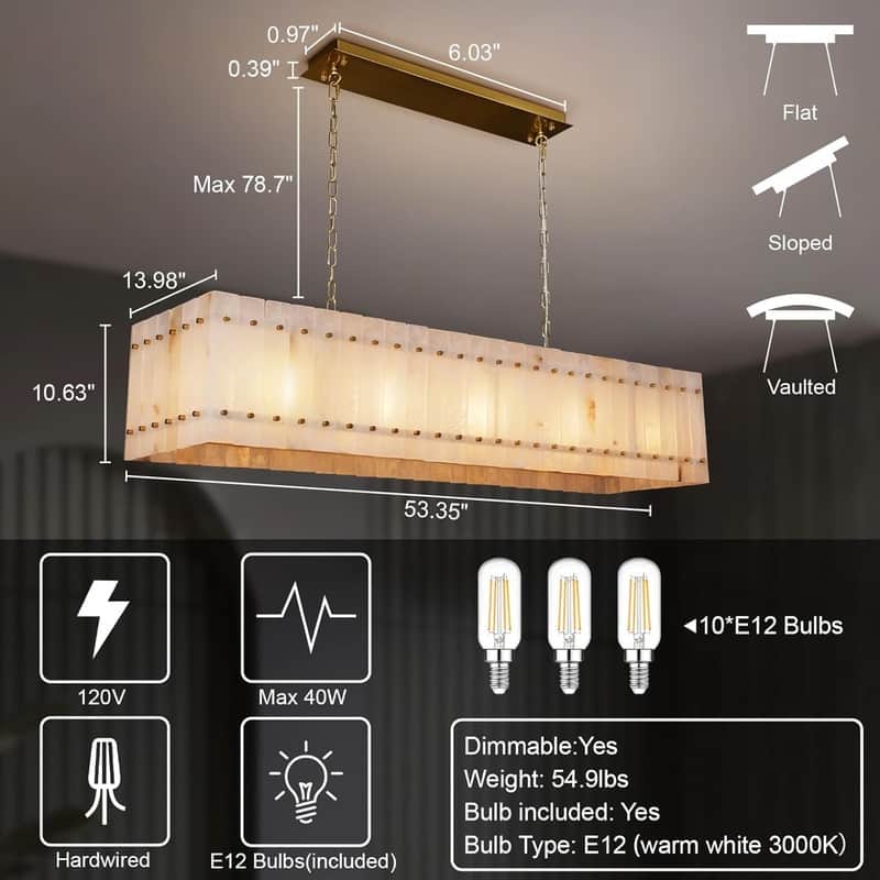 KAYLA Modern Chandelier 54 in Alabaster Chandelier