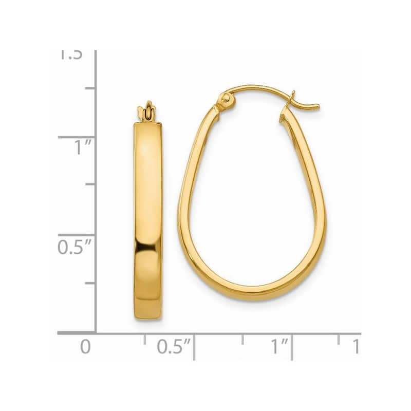 Curata 14k Yellow Gold Polished Hinged Oval Hoop Earrings - 16x19mm