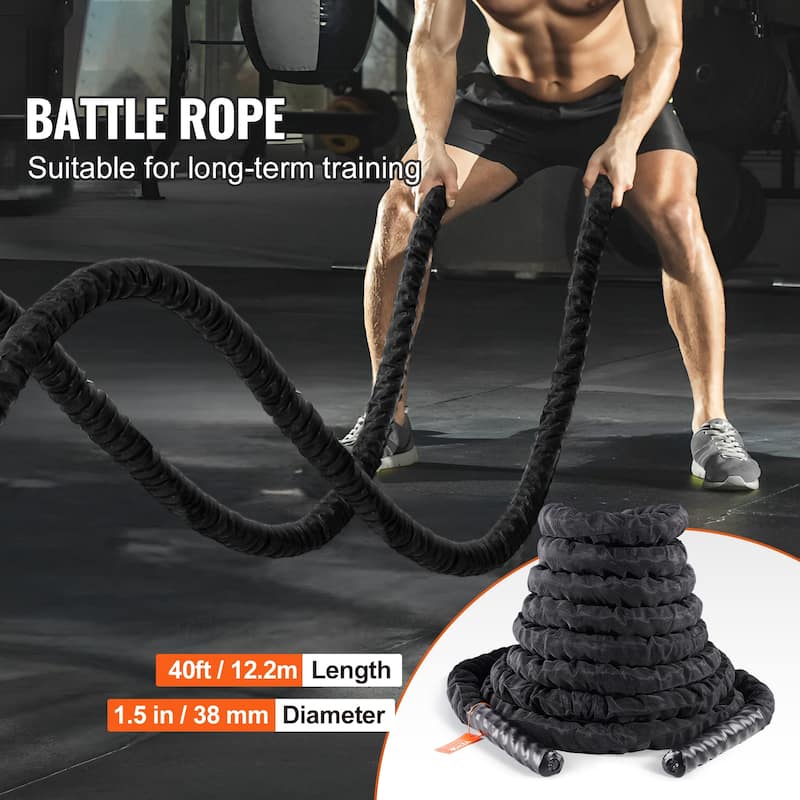Battle Rope, 1.5 Inch Diameter Polyester Exercise Rope, Battle Exercise Equipment, Heavy Weighted Rope for Home Gym