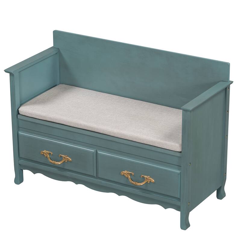Shoe Bench with Removable Cushion,Hidden Storage and Back
