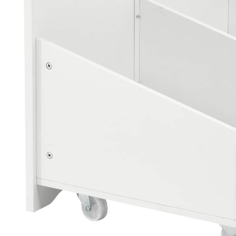 Moasis 55 inch Rolling Kitchen Island with Drop Leaf and Pull Out Garbage Bin Cabinet fits