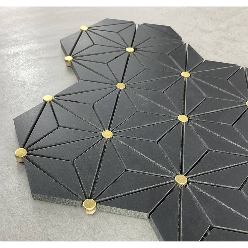 Basalt Hexagon Marble With Gold Accents Mosaic Wall And Floor Tile - Case (10 Sheets)