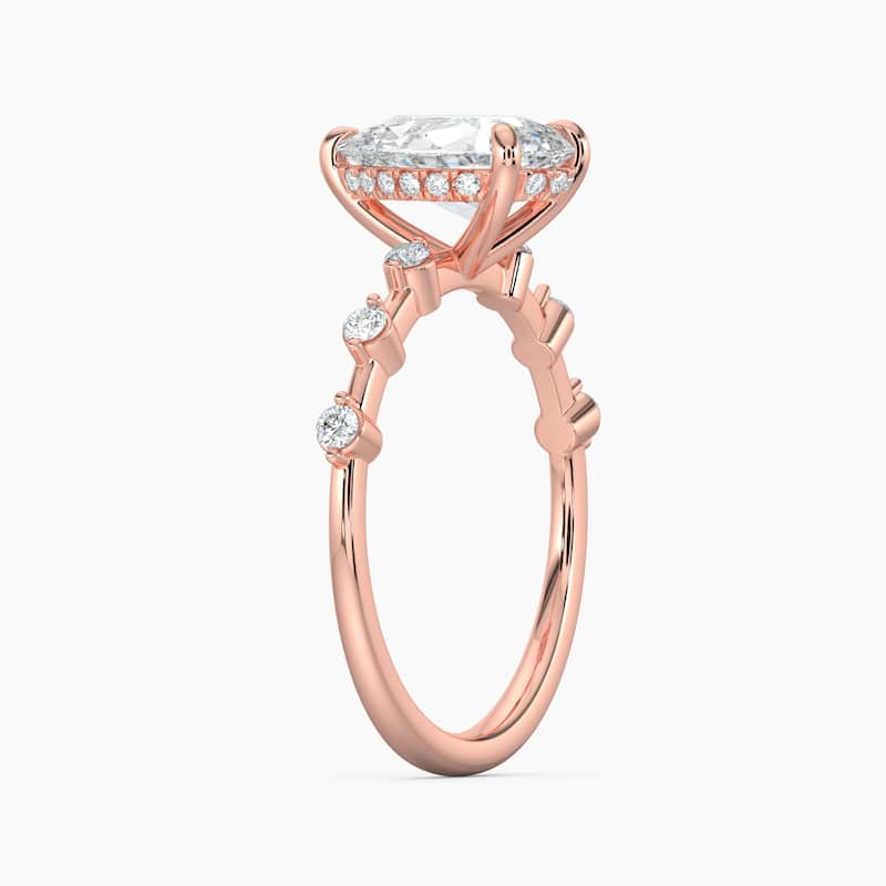 Auriya 14k Gold Pear Lab Grown Diamond Station Hidden Halo Engagement Ring 1.00 to 5.00 ct. tw. (F-G, VS)