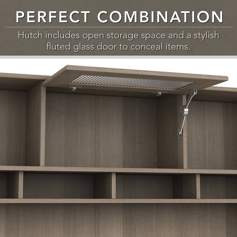 Cabot 60W L-Desk with Hutch and 5 Shelf Bookcase by Bush Furniture