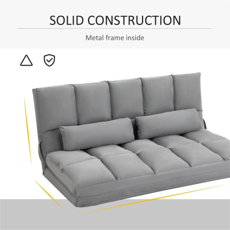 Convertible Suede Sofa Bed 2-in-1 with Adjustable Headrest and Backrest Foldable and Portable - 40.25" W x 28.75" D x 20.75" H