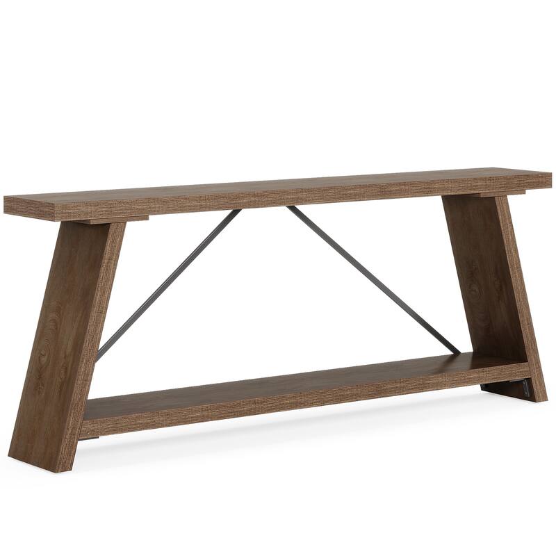 70.9" Extra Long Industrial Console Table Behind Couch with Storage Shelves for Living Room, Foyer