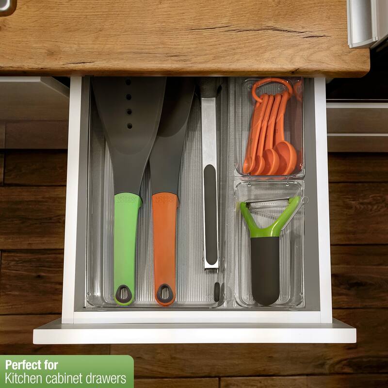 Clear Drawer Organizer Set for Home and Closet - 4 Pc Set