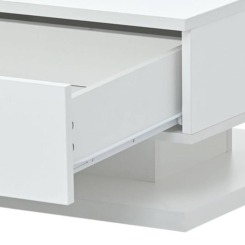 Modern Minimalist Wooden High Gloss Rectangular Coffee Table with a Drawer