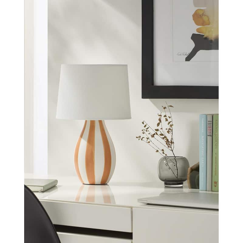 Livabliss Melbu Traditional Accent Table Lamp - 14"H x 9"W x 9"D - Orange