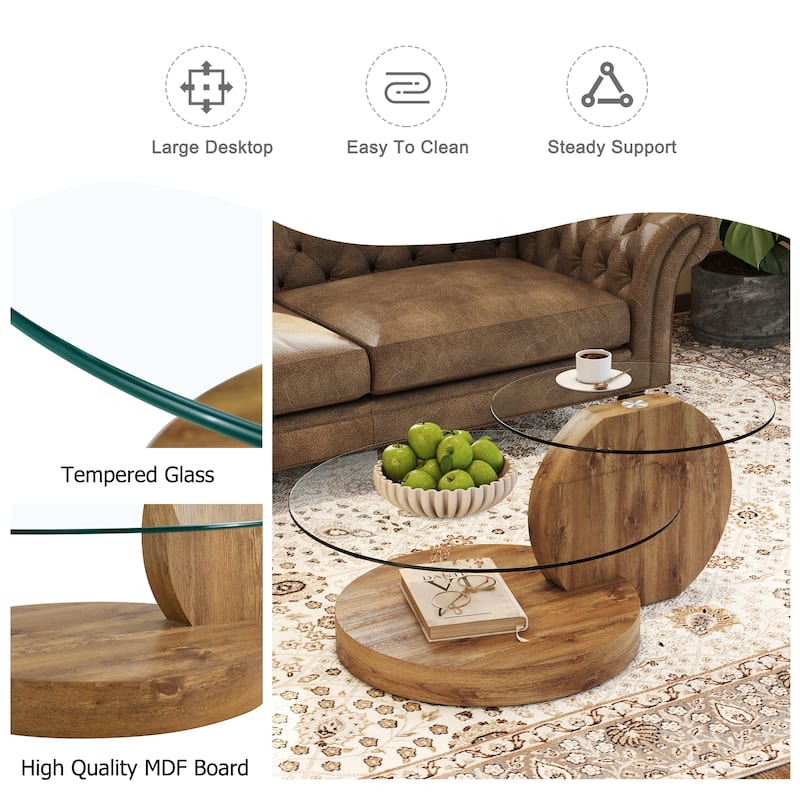 Modern and Practical Double-layer Round Coffee Table Sofa Side Table
