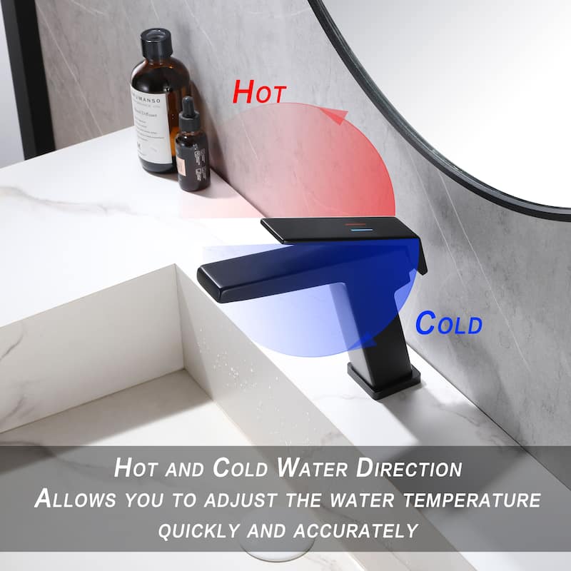 Single Handle Bathroom Sink Faucet 1-Hole Solid Brass in Black/Gold