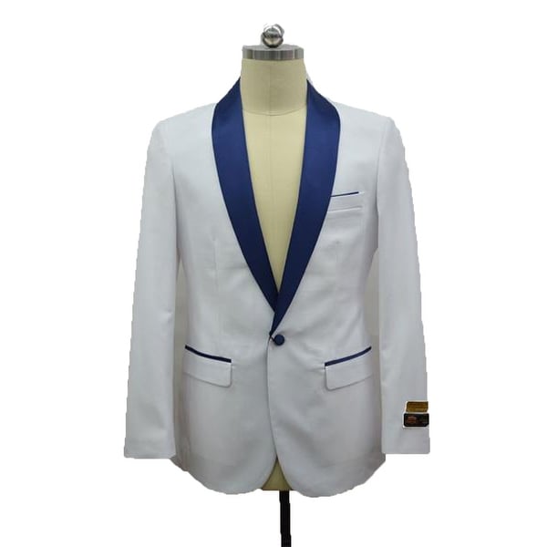 Men's Two Toned White -NavyBlue Tuxedo Dinner Jacket And Blazer By Alberto Nardoni Brand designer. Opens flyout.