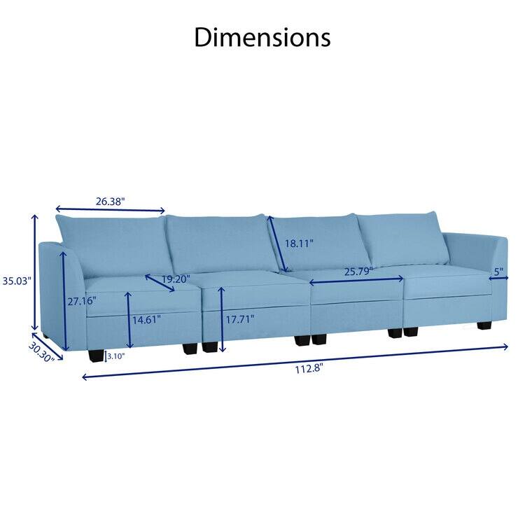 Modern DIY Collection - Convertible Modular Sectional Sofa - Linen Sofa Couch for Living Room Apartment Office
