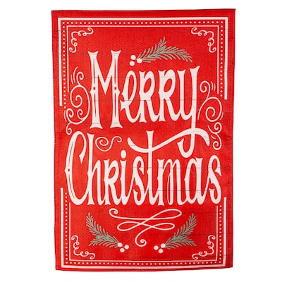 12.5 in. x 18 in. Quaint Merry Christmas Sign Burlap Garden Flag - Multicolor