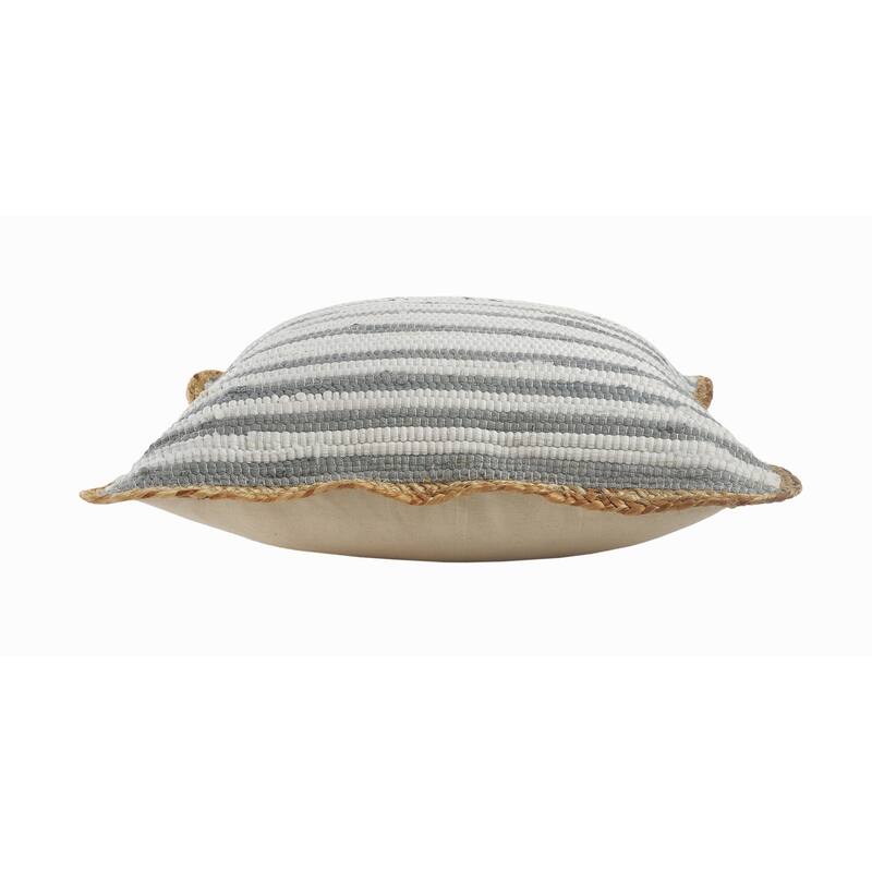 Sevita Gray Striped Cotton Blend Throw Pillow, Set of 2