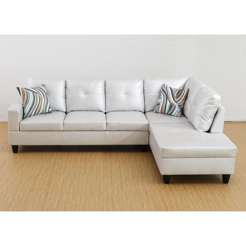 KISRAIS 103" Wide 2-Piece Vegan Leather Sectional Sofa