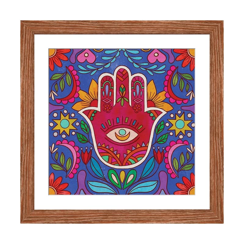 iCanvas "Colorful Hamsa Hand" by Olivia B√ºrki - Walnut - 24x24x1