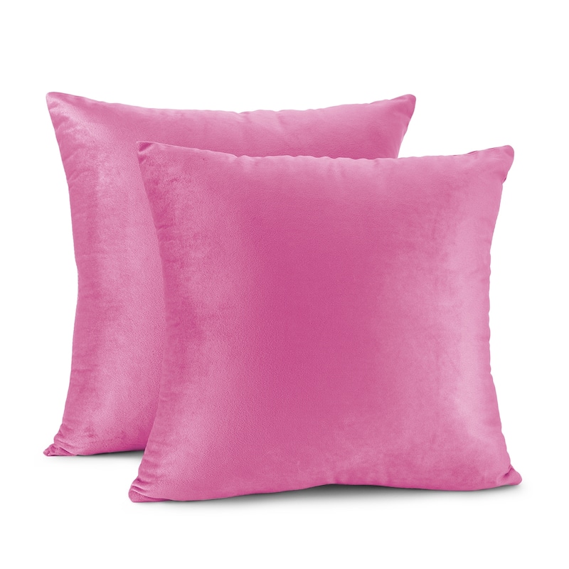 Porch & Den Cosner Microfiber Velvet Throw Pillow Covers (Set of 2) - 20" x 20" - Light Pink