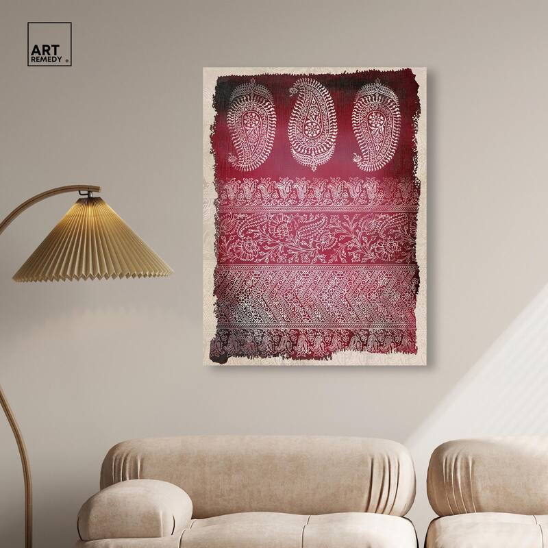 Burgundy Stamps Canvas by Art Remedy, Gallery Wrapped