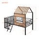preview thumbnail 7 of 11, Black Twin Metal Loft Bed with Roof, Window & Ladder