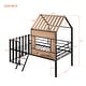 preview thumbnail 7 of 14, Interesting Design Twin Size Loft Bed with Roof, Frame is Made of Metal, Window, Guardrail, Ladder