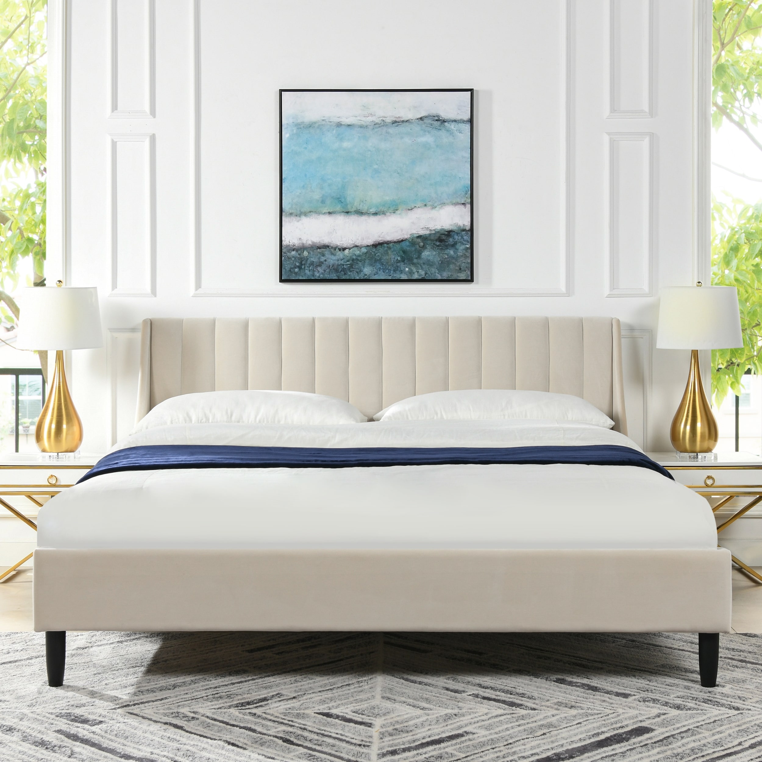 Aspen upholstered outlet platform bed