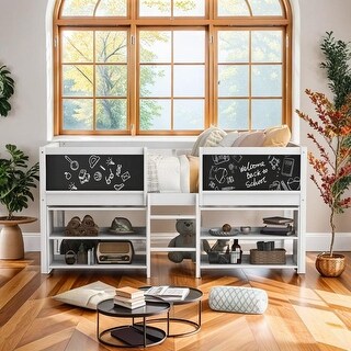 Twin Size Low Loft Bed with Two Movable Shelves and Ladder,with ...