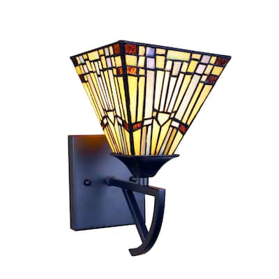 Tiffany Style Mission Design 1-light Blackish Bronze Wall Sconce
