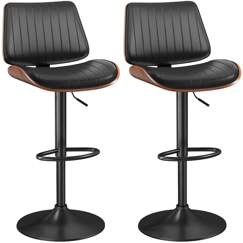 Swivel Adjustable Height Counter Stools, Bar Stools with Backs - 20" W X 18"D X 24-33" H