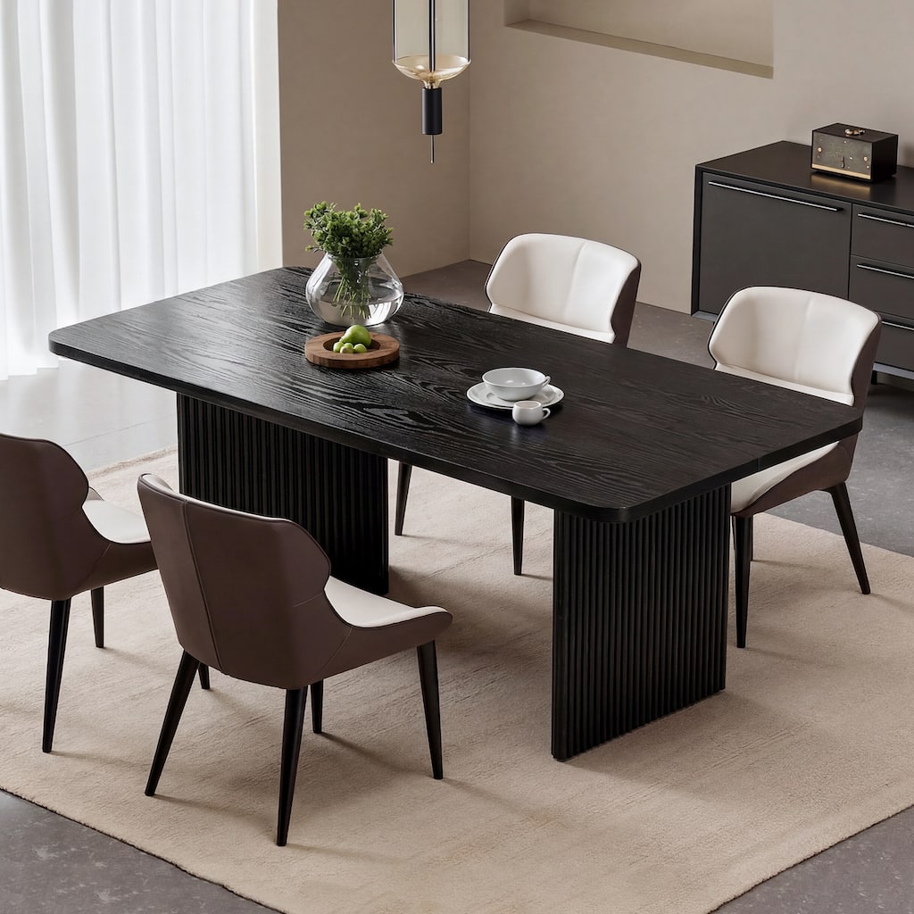 62" Rectangle Dining Table for 4-6, Modern Rectangle Kitchen Table with Thick Top & Sturdy Base